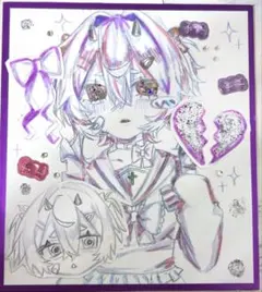 アナログイラスト 紫♡ - メルカリ
