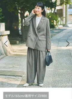 スタディオクリップ ヘリンボーンカーブパンツ　ブラウン2025今季