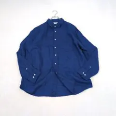 【ユニクロ】プレミアムリネンシャツ/長袖『XXL』ブルー　麻100　大きいサイズ