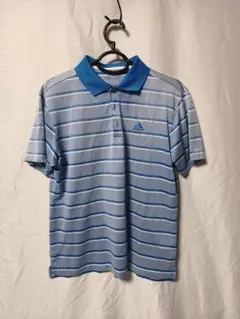 adidas Golf ポロシャツ ボーダー 半袖 ドライブルー メンズ Lのサムネイル