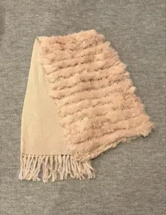 ベージュ フリンジ付き ストール　成人式　結婚式