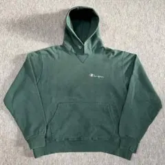 Champion パーカ 深緑 前V ロゴ 刺繍 USA製 90s XL