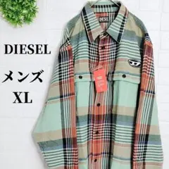 ディーゼル シャツ 長袖 チェック 刺繍 メンズ XL