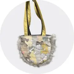 イラストデザイン ファー付きトートバッグ