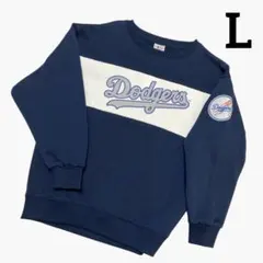 MLB ベースボール　ドジャース　トレーナー　L レディース　裏起毛　ネイビー