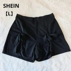 美品✨SHEIN ショートパンツ リボン付き ゴムウェスト 黒【L】