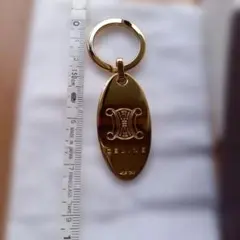 極美品✨CELINE トリオンフキャンバス キーリング ブラック レザー