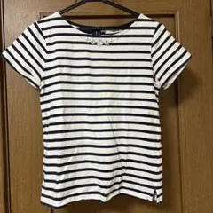ikka tops 襟ビジュー付き　ボーダー　半袖　夏のサムネイル