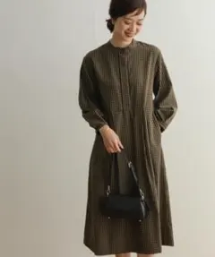 URBAN RESEARCH DOORS チェック柄バルーンスリーブワンピース