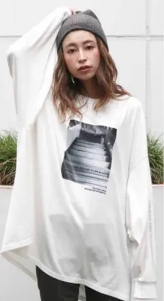 休日限定　Ungrid ロンT オーバーサイズ　フォトプリントロングスリーブ