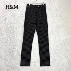 H&M カジュアルパンツ EUR34 ブラック　ストレッチ　ロング