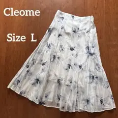 Cleome（クレオメ）シフォン フレア ロング スカート 花柄 L