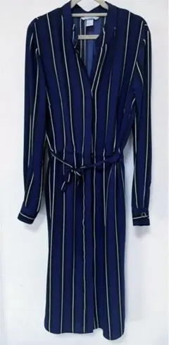 H&M 美品 ワンピース カーディガン ストライプ ネイビー