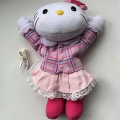 肩乗せ　ハローキティ ぬいぐるみ チェック柄（状態悪し）