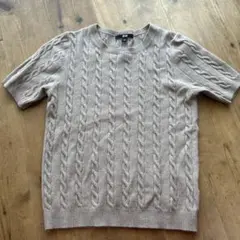 UNIQLO ベージュ ケーブル編み 半袖ニット M