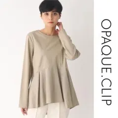 オペークドットクリップ　シルケットコットンドッキング ペプラムカットソー