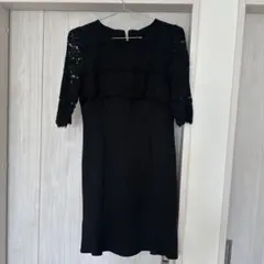 J&J ブラック レース袖 ワンピース L