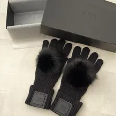 TAION EXTRA ファー付きニットグローブ 手袋 ブラックのサムネイル