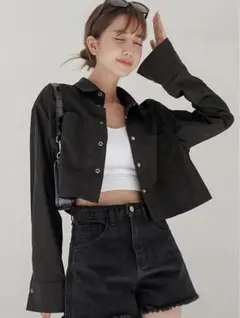 シャツ ブラック ジャケット ショート丈