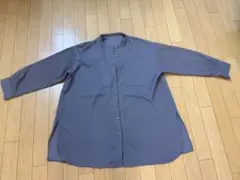 バンドカラー ロングシャツ 長袖 ダークグレーのサムネイル