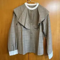 ブラウンチェック長袖シャツ