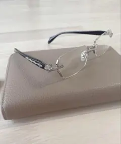 シルバー メタルフレーム メガネ クリスタル装飾