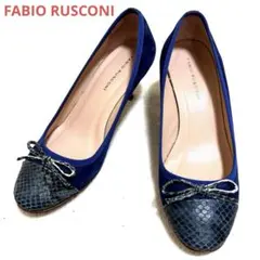 ファビオルスコーニ パンプス 36 ネイビー レザー スエード ヒール6cm