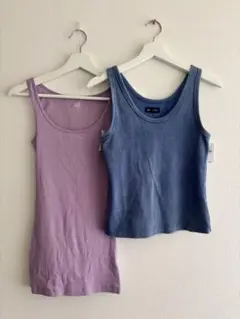 新品　GAP リブタンクトップ ブルー 2枚セット　ラベンダーXS ブルーMのサムネイル