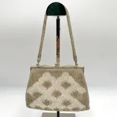 【美品】 総ビーズ ハンドバッグ ゴールド パーティバッグ ゴージャス