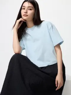 新品☆L オンライン完売品【ユニクロ】テクスチャージャージーT ブルー 水色