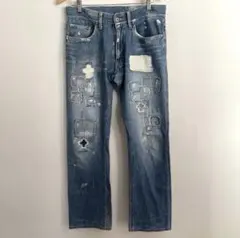 パッチワーク 加工 デニム パンツ w32