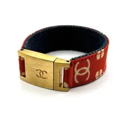 良品】シャネル CHANEL ブレスレット バングル ココマーク デニム ロゴ 