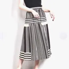 【UNITED ARROWS】 マルチストライプ フレアスカート　サラサラ