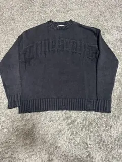 ZARA ダークグレー 刺繍 セーター Y2k