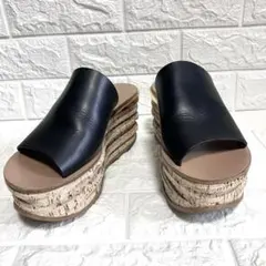 美品 chloe カミーユ サンダル レザー 厚底 コルクウェッジサンダル 黒のサムネイル
