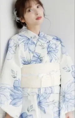 Dita ディータ 浴衣 そそぐ白藍花 浴衣＋兵児帯＋飾り紐3点セット