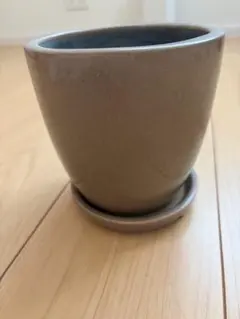 陶器製 植木鉢 受け皿付き トープ色 4号