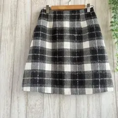 PROPORTION【S】チェック タイト ミニスカート シンプル ブラック