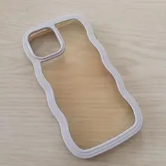 iPhone12ケース☆ウェーブデザイン クリア×パープル