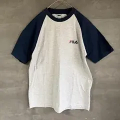 FILA フィラ ラグラン 半袖Tシャツ L グレー ネイビー 古着 0827