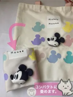 Disney　ミッキー フェイスマスコット付き トート バッグ