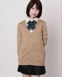 WEGO ベーシックニットカーディガン ベージュ スクールカーディガン　制服　S