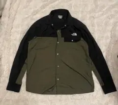 NORTH FACEザノースフェイス　ヌプシ長袖シャツM　ナイロンオリーブ黒切替