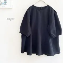 OPAQUE.CLIPストレッチふくれジャカードペプラムブラウスブラック8056