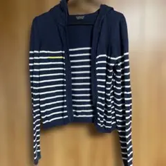 TOPSHOP ネイビー ストライプ フード付きパーカー4月いっぱいお値下げのサムネイル