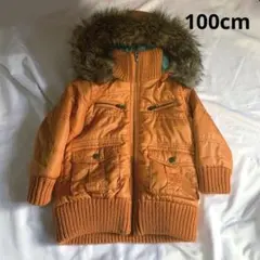 Sirmioneキッズ 中綿ジャケット 100cm オレンジ ファー付