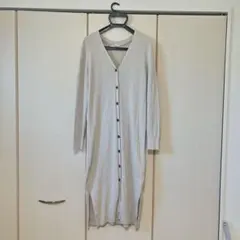 リブニット ロングカーディガン 長袖 ベージュのサムネイル