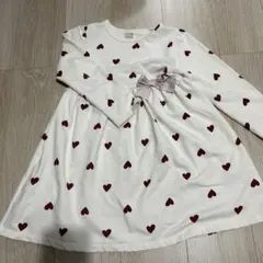 petit main ハート柄長袖ワンピース 120 中古品