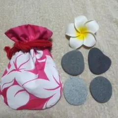 フラダンス楽器イリイリ ４個 巾着型ケース プルメリア ハンドメイド