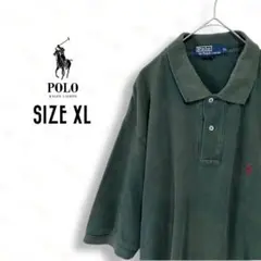 ラルフローレン ポロシャツ 古着 ワンポイント 刺繍ロゴ 緑 XL 無地.08